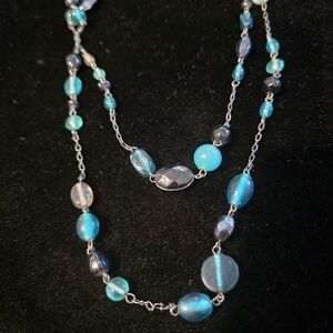 Cookie Lee Aqua and Silver Necklace